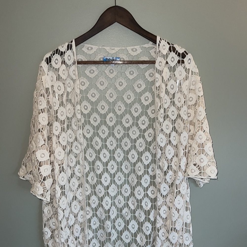 Lace/Woven Cardigan or Beach Coverup - Picture 4 of 6